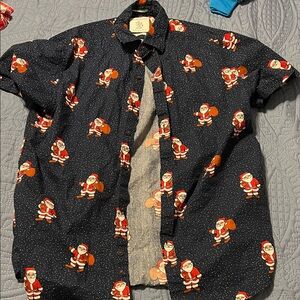 Denim & Flower Santa button down Men's Shirt Christmas holiday M men’s dress